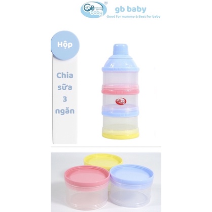 Hộp chia 3 ngăn đựng sữa bột, thức ăn cho bé GB BABY (Công nghệ Hàn Quốc)