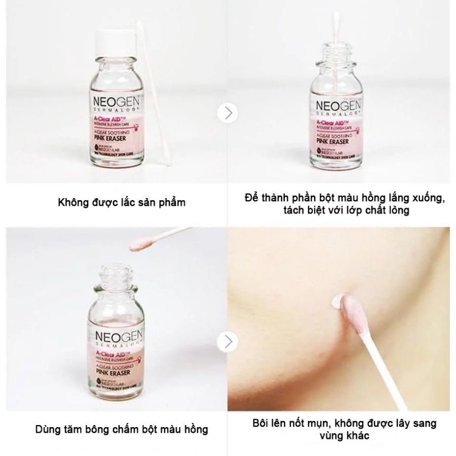 [Xẹp Mụn Sau 4h] Dung Dịch Chấm Mụn, Giảm Sưng Viêm Mụn Cấp Tốc Neogen Dermalogy A-Clear AID Soothing Pink Eraser 15ml