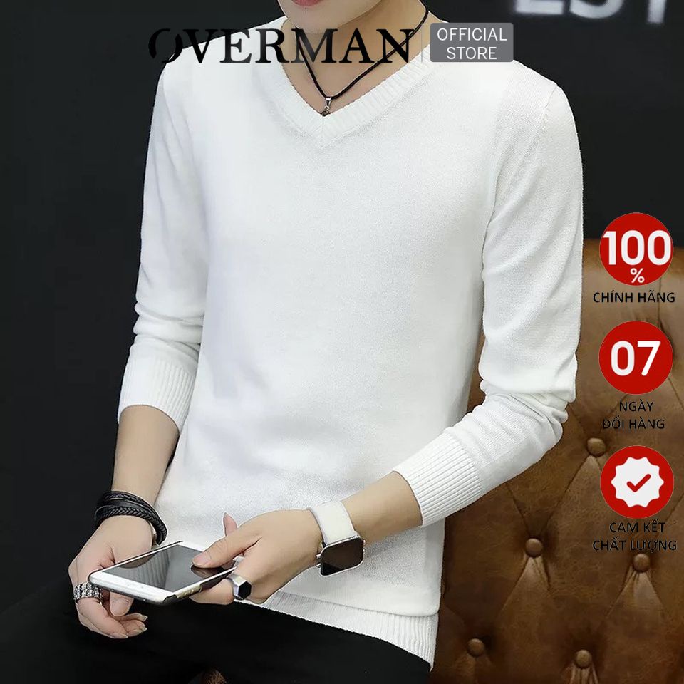 Áo len nam cổ tim dài tay form rộng Hàn quốc trẻ trung, dày dặn cực ấm AL02 - OVERMAN