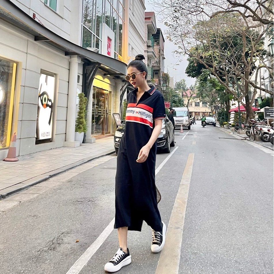 Đầm Suông Tom.my Xẻ Tà Form Rộng, Chuẩn Hàng Xuất Xịn, Chất Vải Mềm Mịn D2009