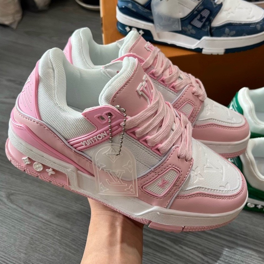 Giày LV Louis Vuitton Trainer Black White, Giày Sneaker LV Nam Nữ Mẫu Mới Hot Hit 2 Phiên Bản Màu Sắc Hàng Cao Cấp