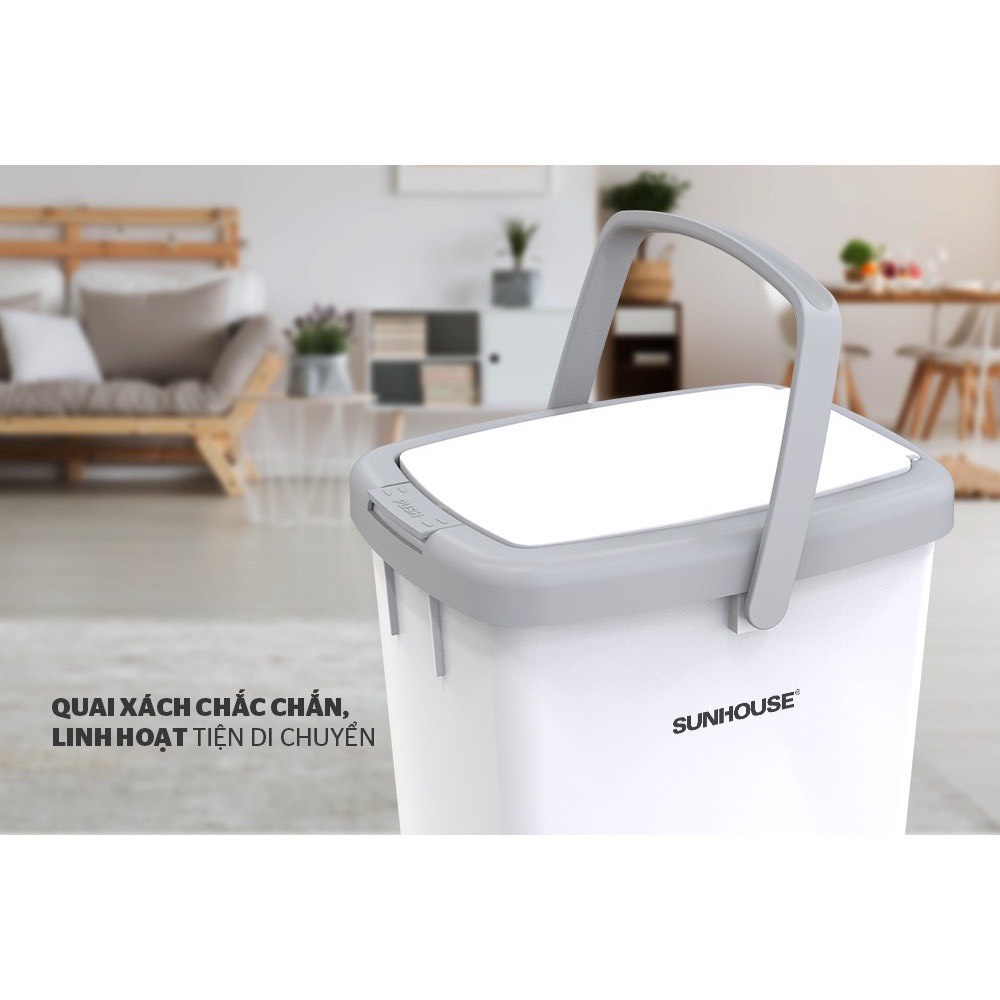 Thùng rác chữ nhật có nắp bấm Sunhouse KS-TR12LP và không nắp Sunhouse KS-TR12P