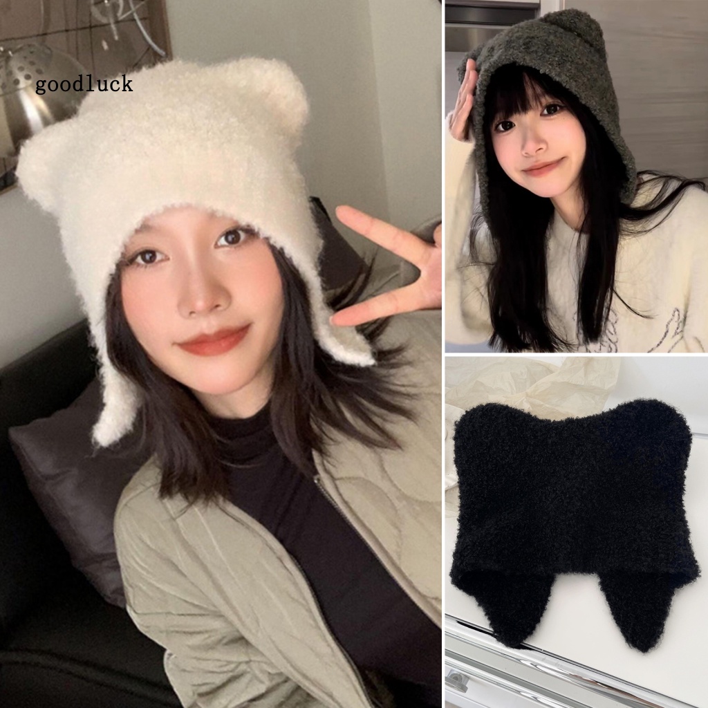 Chúc may mắn| Mũ Len Dệt Kim Màu Trơn Có Thể Gập Lại Cho Nữ