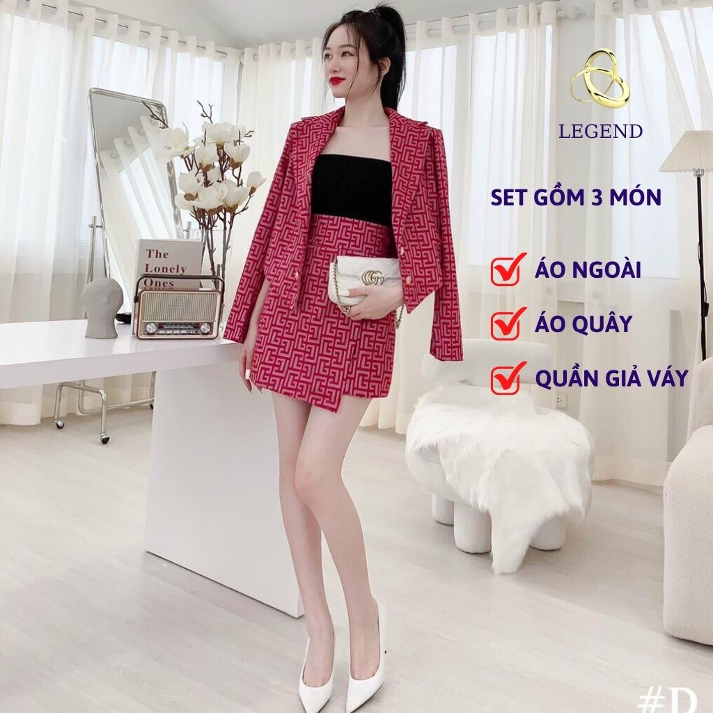 Bộ vest nữ thời trang phối áo và chân váy form ôm tôn dáng thời thượng sang chảnh