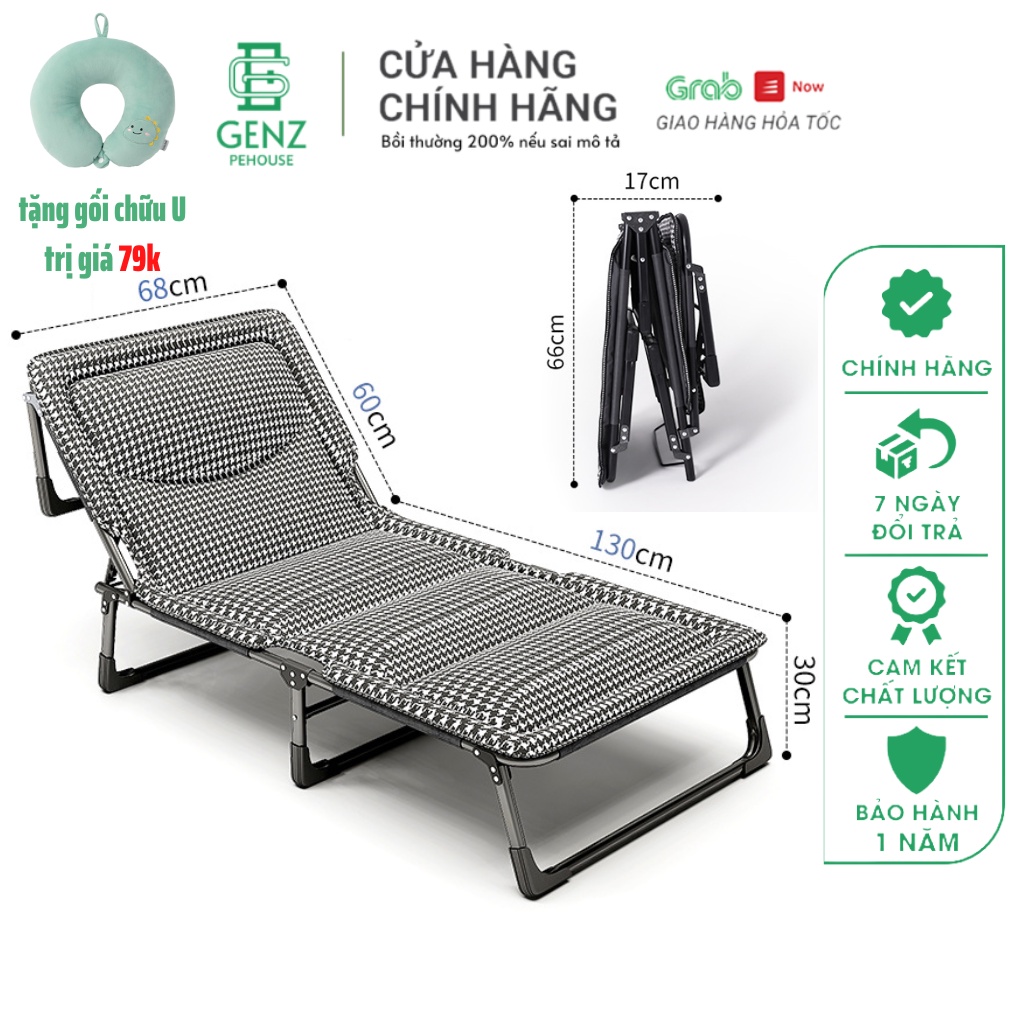 Giường Ngủ Văn Phòng Gấp Gọn PEHOUSE, Giường Xếp Thông Minh Di Động 4 Chân PH22911 Khung Thép Sơn Tĩnh Điện