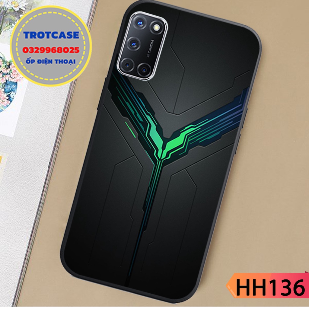 Ốp lưng điện thoại Oppo A52 / Oppo A92 - hình kẻ chữ V màu xanh lá và màu vàng siêu đẹp mới nhất in 3D