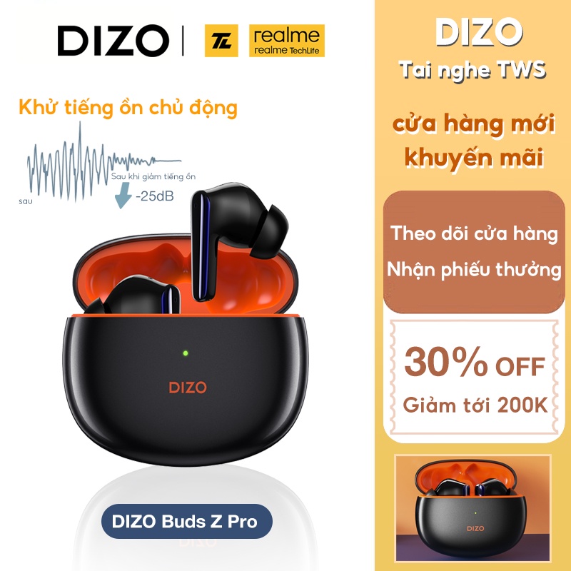 Tai nghe bluetooth ANC DIZO Realme DIZO Buds Z Pro chống tiếng ồn tích hợp mic (by realme TechLife)