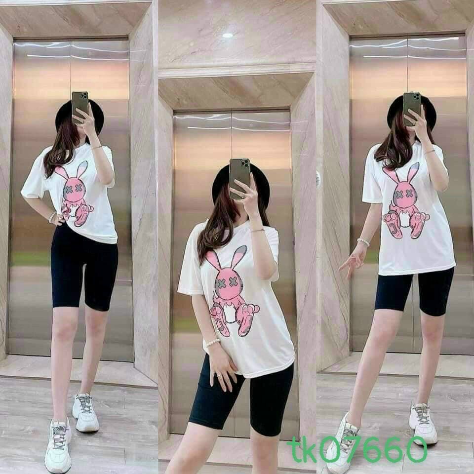 (FreeShip 2022) Sét bộ ngố thỏ cao cấp,áo phông tay ngắn in hình mix quần legging,lên from xinh xĩu