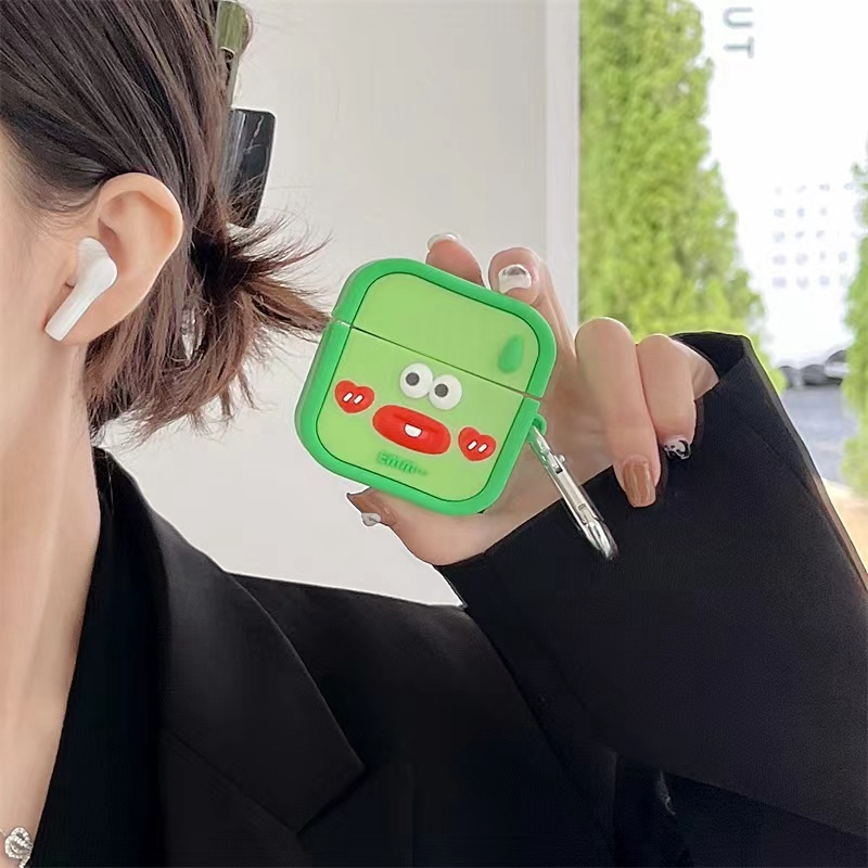 Vỏ Bảo Vệ Hộp Sạc Tai Nghe Baseus W04 Pro W04+ M2 Hình Xúc Xích Hoạt Hình Bằng Silicon Mềm Chống Rơi