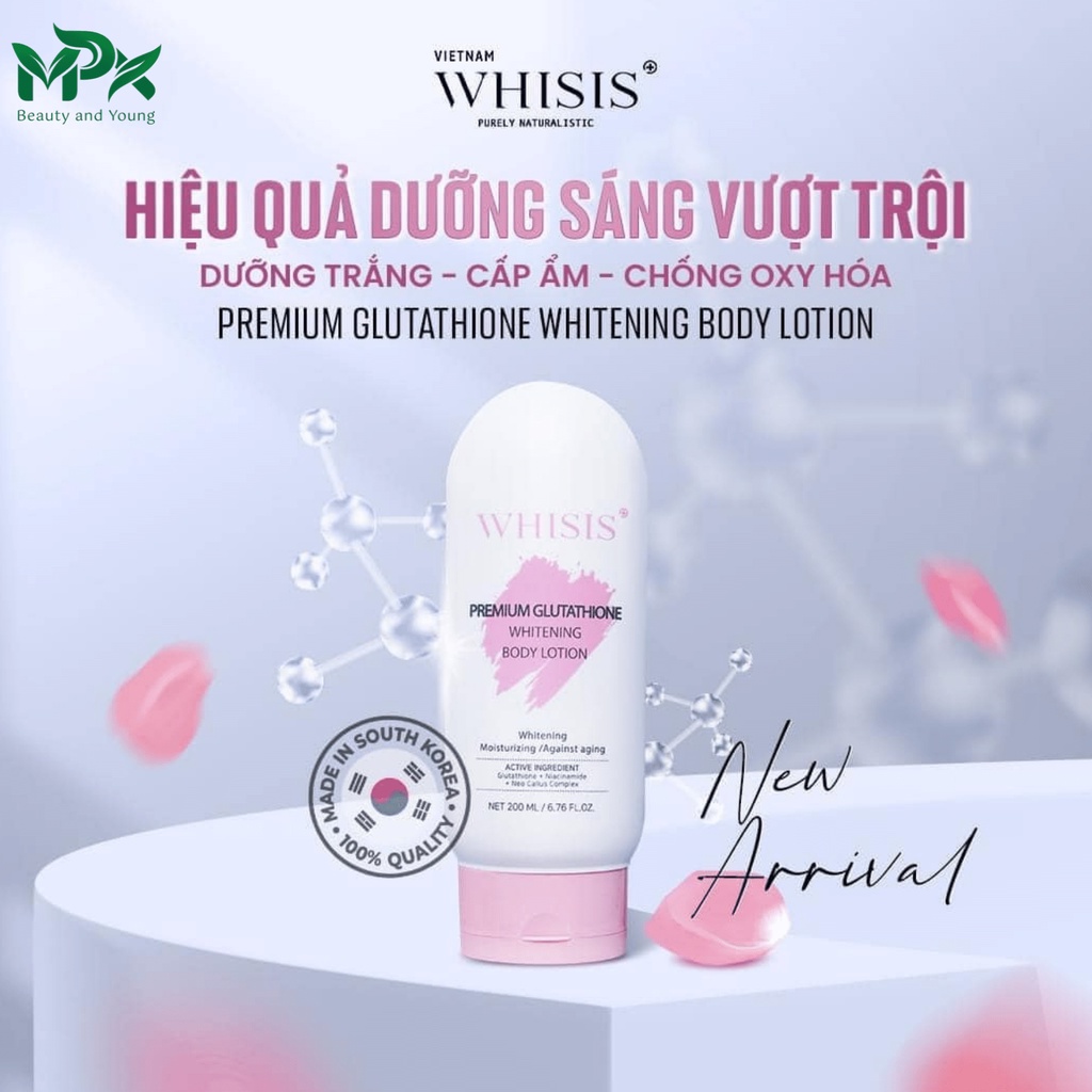 Kem dưỡng thể Whisis premium whitening body lotion - Dưỡng thể dưỡng trắng, tone nền dùng ban ngày và đêm - MPX