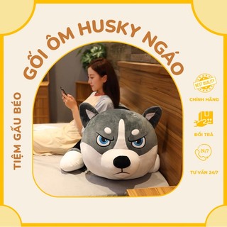  Chó bông Husky gối ôm 120cm và 150cm- 100% bông xịn vải nhung siêu mềm 