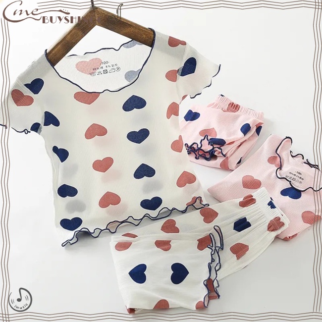 Set Đồ Mặc 2 Món Áo Croptop Tay Ngắn Cổ Tròn Phối Bèo + Quần Dài Thời Trang Mùa Hè Cho Bé Gái