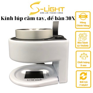 Kính lúp cầm tay, để bàn 30x có đèn k2106 có thước đo