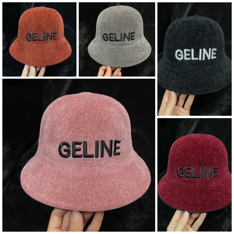 Mũ tai bèo QC  nhung thêu chữ GELINE - Mũ vành nữ