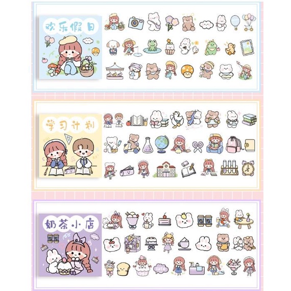 Set 50 Tấm Sticker hình dán Cô Gái - Chibi Dễ thương - chọn mẫu