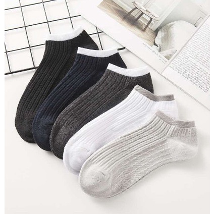 Vớ Cổ Ngắn Nam Nữ, Tất Cổ Ngắn Unisex Phong Cách Hàn Quốc màu Trắng Đen Vải Cotton 88344