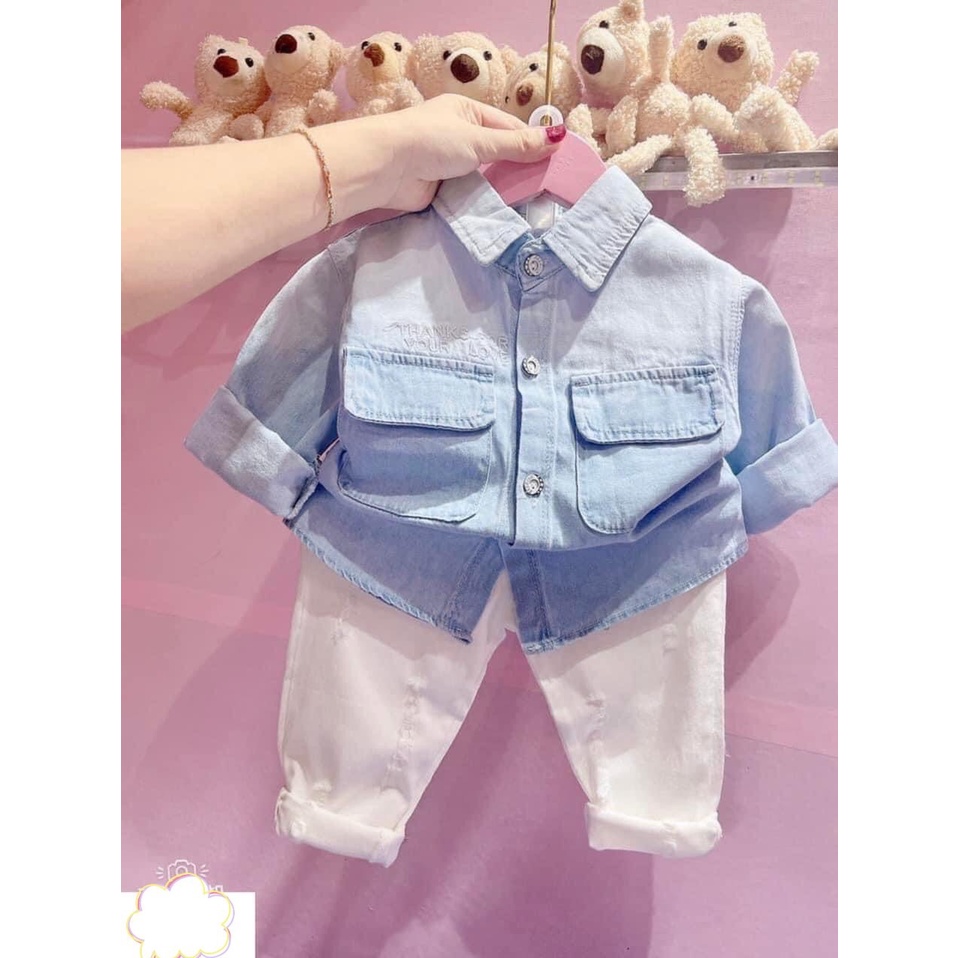 Áo sơ mi jean mềm full size 8-35kg chất đẹp