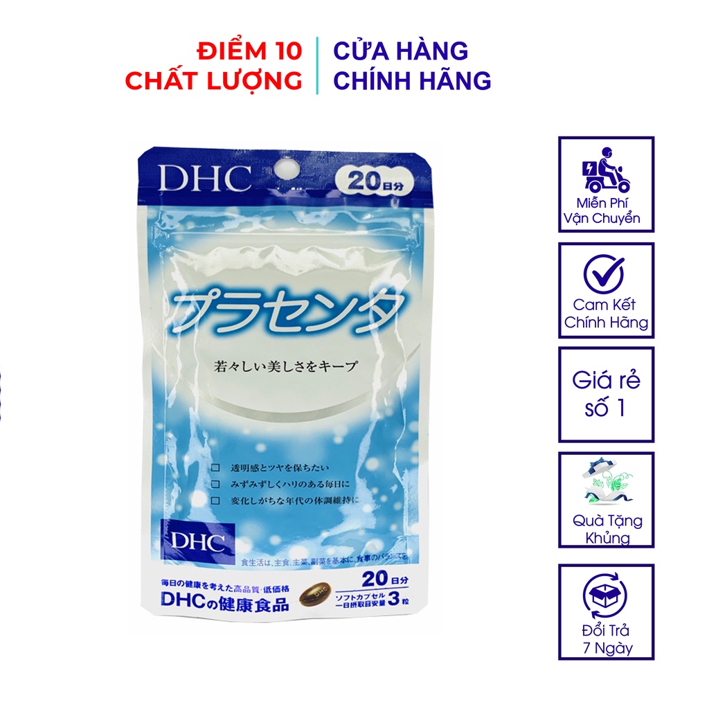 Viên Uống Nhau Thai Làm Đẹp Da, Chống Lão Hóa, Trắng Da, Mờ Nám DHC Placenta Nhật Bản 20 Ngày