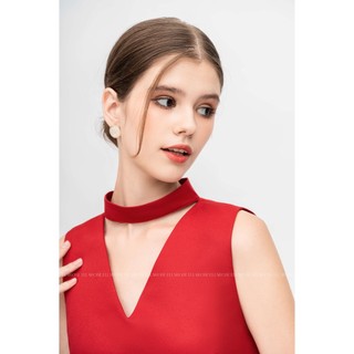 ELLAROSE Đầm đỏ thiết kế Clara thanh lịch