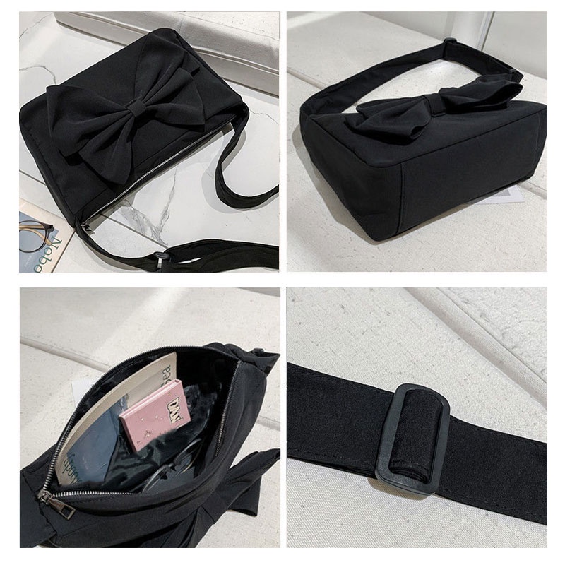 MISCHA Túi Xách canvas Cỡ Lớn Màu Đen Đính Nơ Thời Trang Cho Nữ