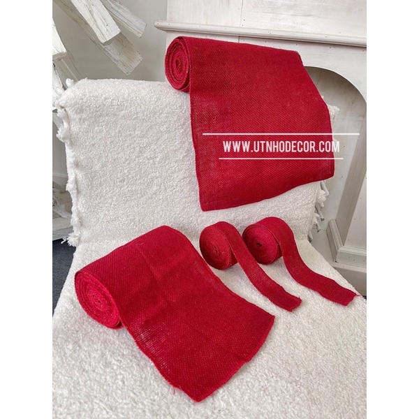 Ruy băng vải bố đỏ trang trí noel chiều dài 5 mét