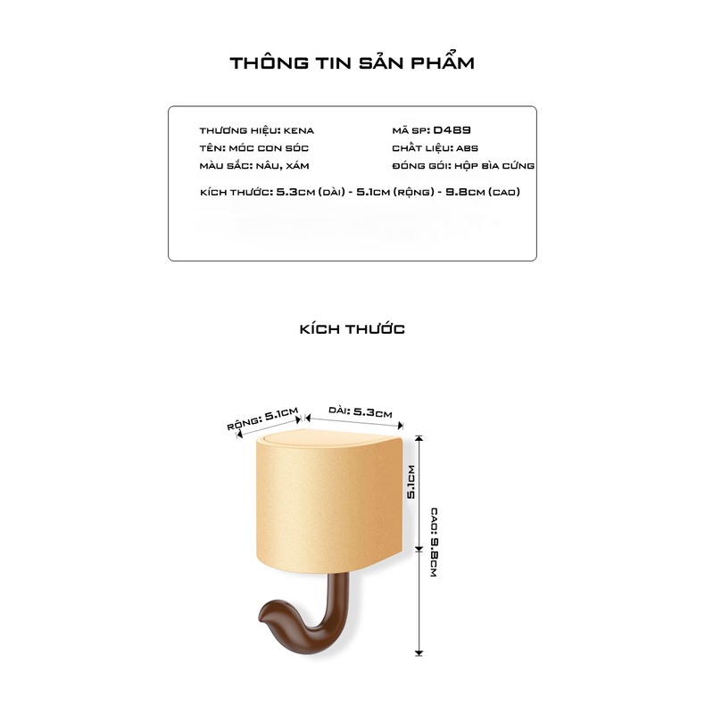 Móc Dán Tường Siêu Dính Con Sóc Chịu Lực Tốt Treo Tường Chắc Chắn MD 482