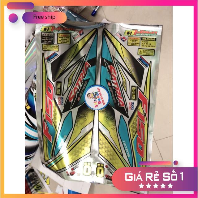 FREE SHIP + QUÀ TẶNG Tem rời xe Satria fi vàng xanh Crom cao cấp