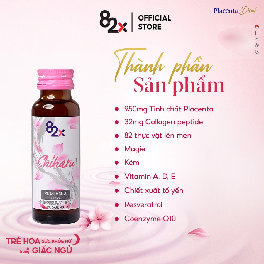 82X Nước uống Placenta Shiharu làm đẹp da đến từ Nhật Bản 50ml/lọ.