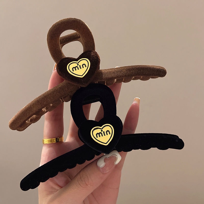 Kẹp Tóc Hình Trái Tim Lớn Bằng Nhung Phong Cách Cổ Điển Cho Nữ