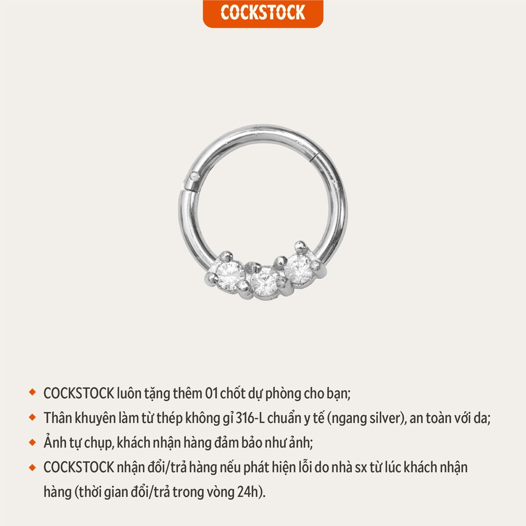 Khuyên vòng Three Rounds Beadring Earring CockStock