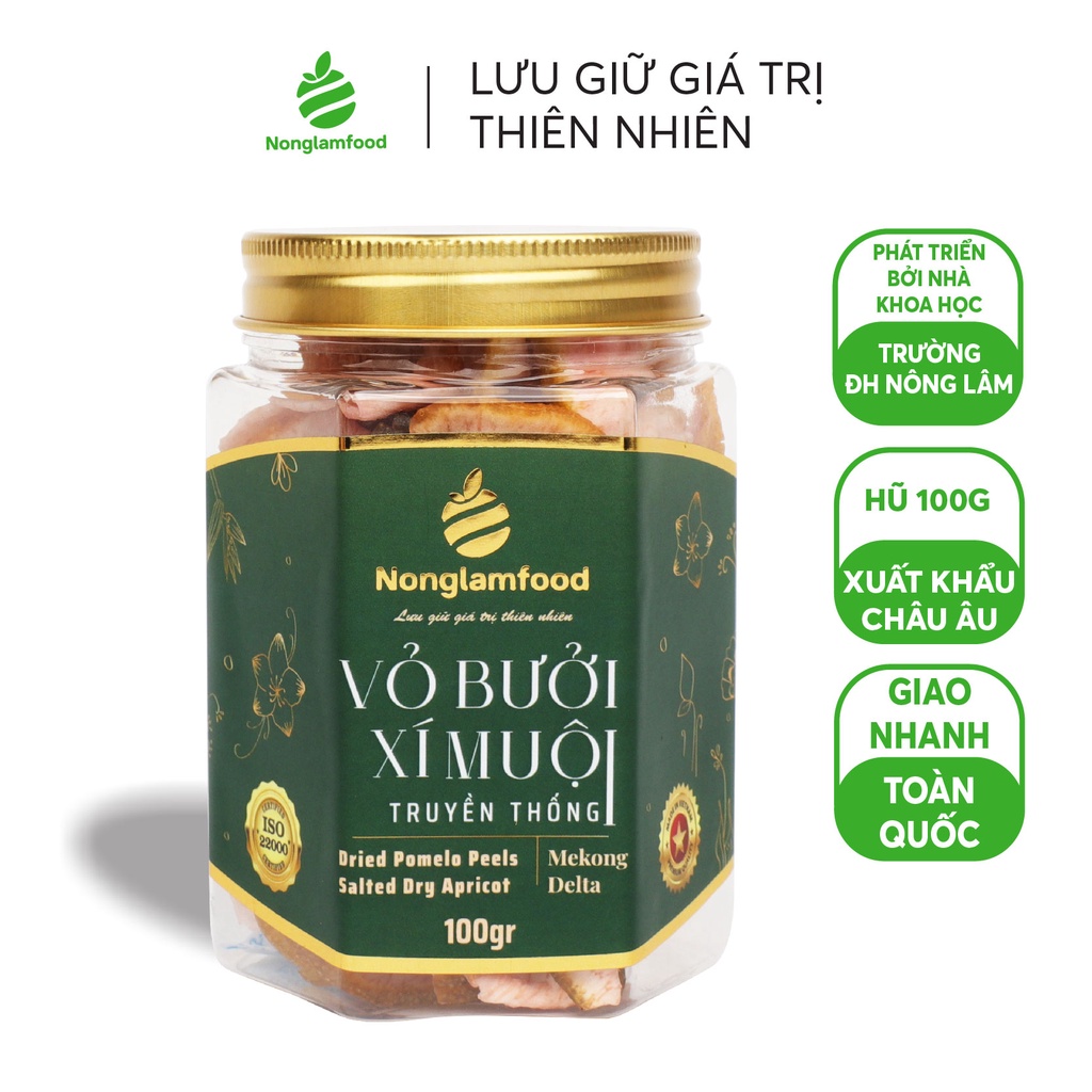 [HẠT MỨT TẾT 2024] Vỏ bưởi xí muội Nonglamfood hũ 100g | Quà tặng cao cấp Xuân Giáp Thìn cho người thân, doanh nghiệp