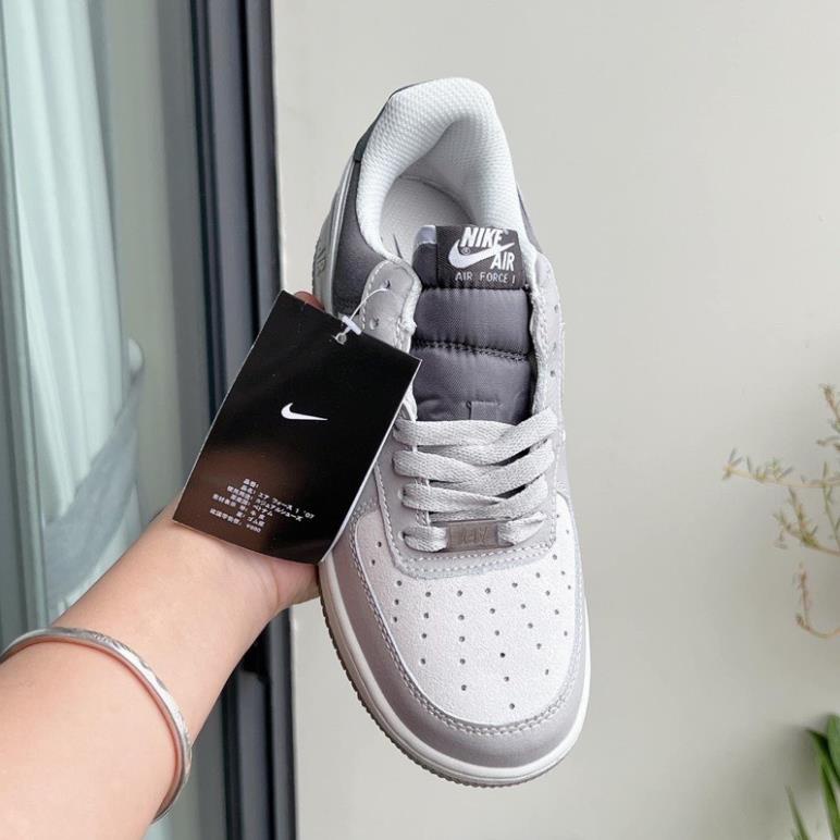 🍁 Giày nike_Af1 Xám trắng Nam Nữ Cao Cấp Giày Af1 Custom Xám trắng Nguyên Bản Giày Air Force Xám Trắng Da Lộn