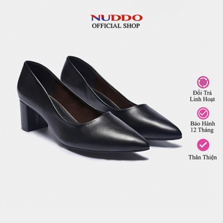 Giày công sở nữ cao gót 5 phân mũi nhọn đế vuông cao cấp da mềm Nuddo _NC502