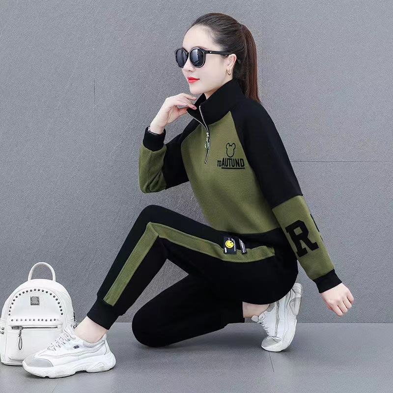 Bộ Đồ Thể Thao Áo Tay Dài Cổ Đứng Dáng Rộng Thêu Họa Tiết Kiểu Phương Tây Thời Trang Xuân Thu 2022