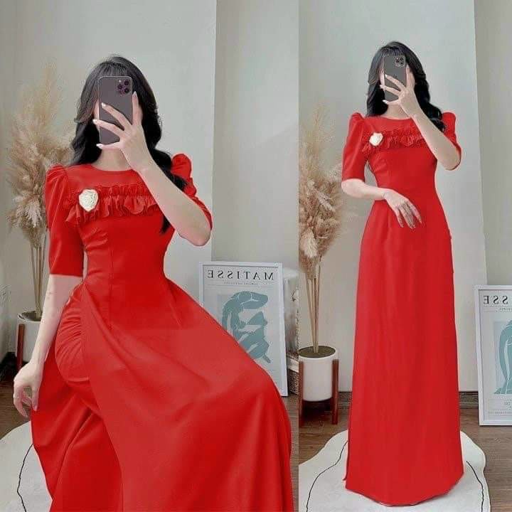 SET BỘ - BỘ ÁO DÀI TAY HỒNG PHỐI HOA VÀ BÈO mẫu mới ĐẸP SANG