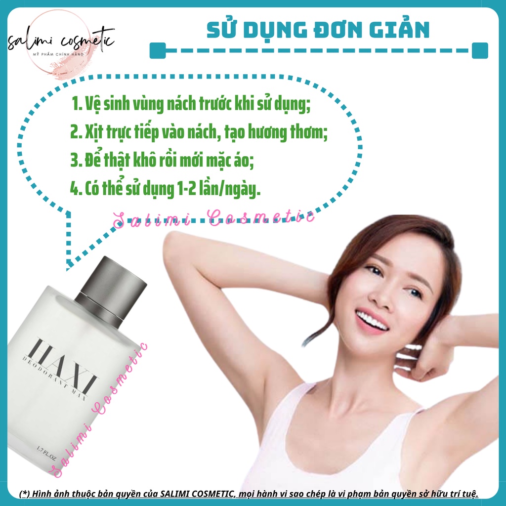 Xịt Hôi Nách HAXI - Hỗ Trợ Trị Hôi Nách, Ra Mồ Hôi Nách, Không Gây Ố Vàng Trên Áo | Dung Tích 50ml