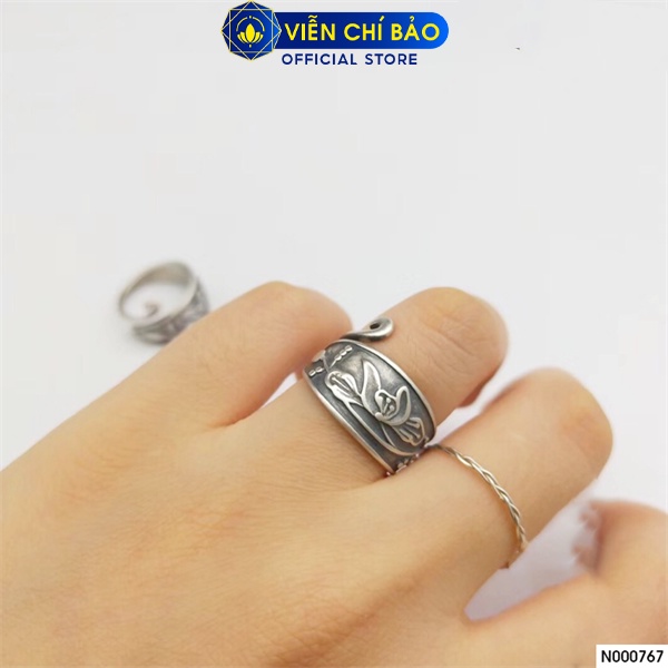 Nhẫn khổng tước cổ điển chất liệu bạc Thái 925 thời trang phụ kiện trang sức nữ Viễn Chí Bảo N000767