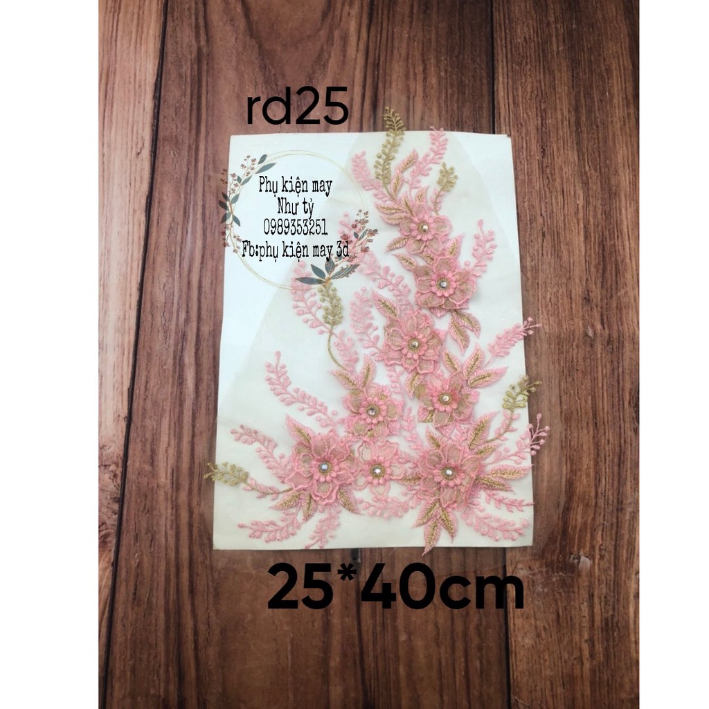 ren hoa thêu 3d xinh xắn 40cm