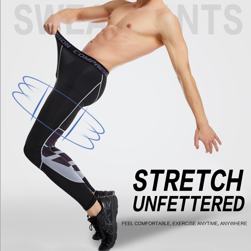 Quần Legging 3 / 4 Co Giãn Ôm Dáng Phong Cách Thể Thao Cho Nam