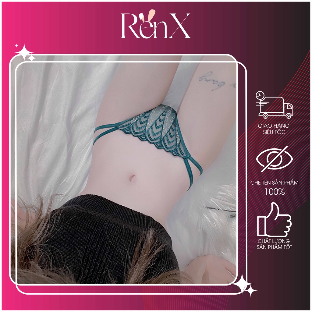 Quần Lót Ren Lọt Khe Xẻ Đáy Không Đũng Đính Hạt Châu Gợi Cảm (Có ảnh thật) - 5Ps - RenX - Q2027