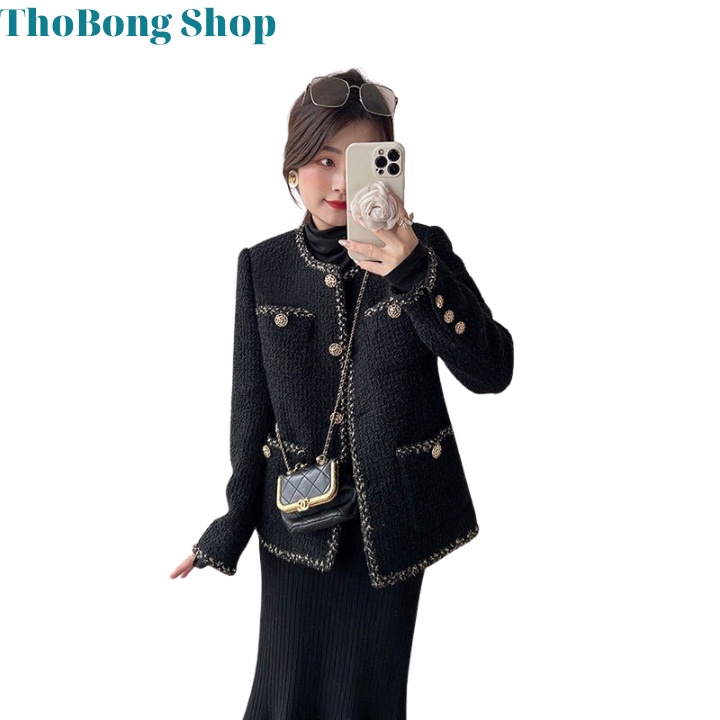 Áo Dạ Nữ Tweed Hàng Siêu Cấp Quảng Châu Chất Liệu Nỉ Dạ Phong Cách Trẻ Trung