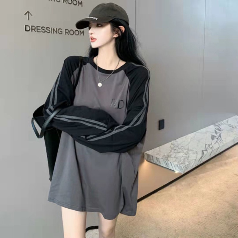 Áo thun IELGY tay dài dáng rộng plus size màu sắc thời trang phong cách Hàn Quốc cho nữ