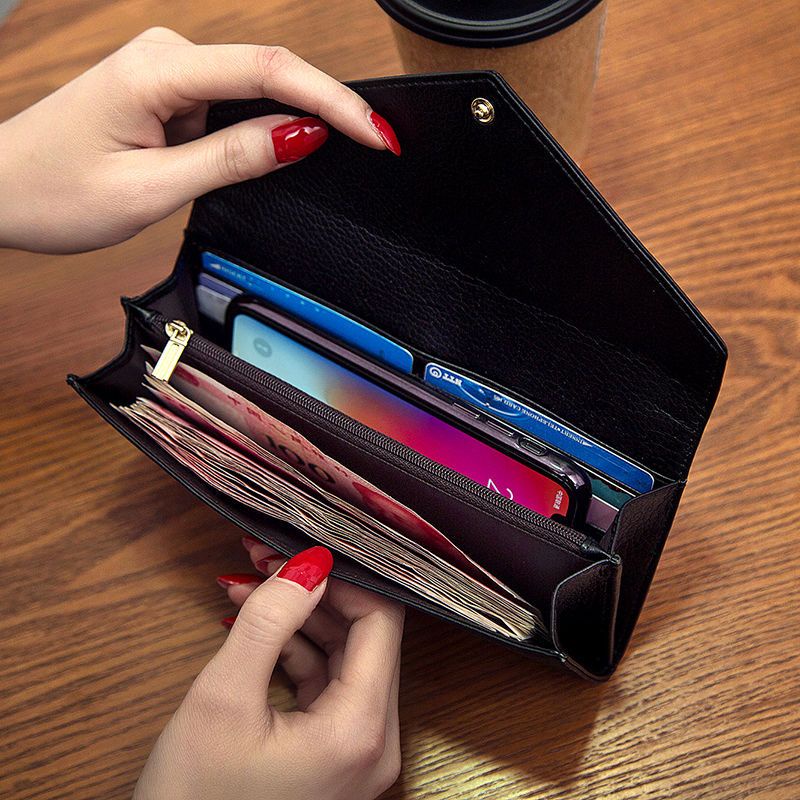 Ví Da Bò Dáng Dài Đa Năng Thời Trang Âu Mỹ Cao Cấp Cho Nữ