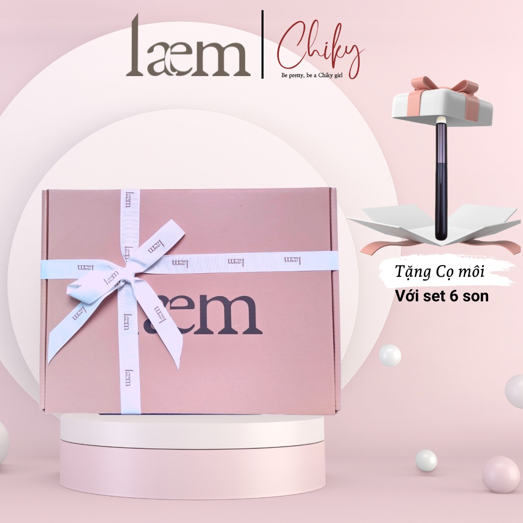 Set 6 son LAEM Chipu Soft Lip Cream Kem lì dưỡng ẩm, Lâu trôi, Vitamin E chống nắng 6gr