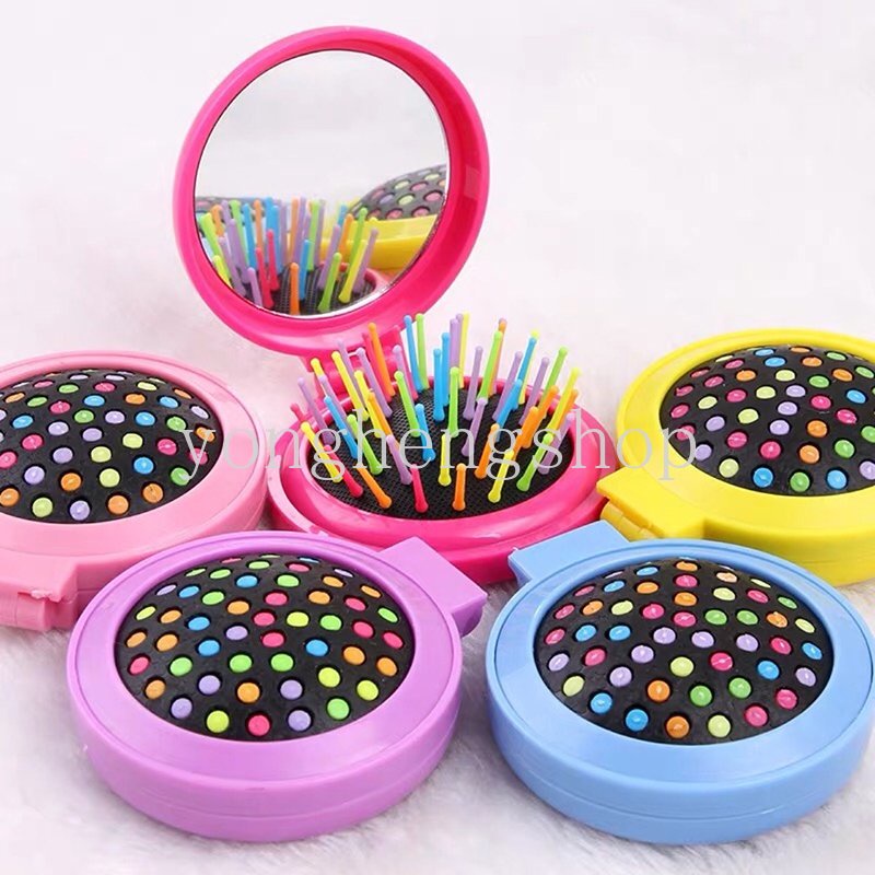 Lược Chải Tóc Mini Màu Cầu Vồng Có Thể Gấp Gọn Tiện Dụng