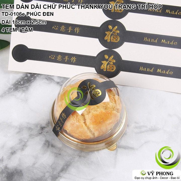 TEM DÁN DÀI NHÃN DÁN STICKER CHỮ PHÚC THANK YOU TẾT NIÊM PHONG TRANG TRÍ HỘP BAO BÌ TÂN XUÂN NĂM MỚI TD-0106