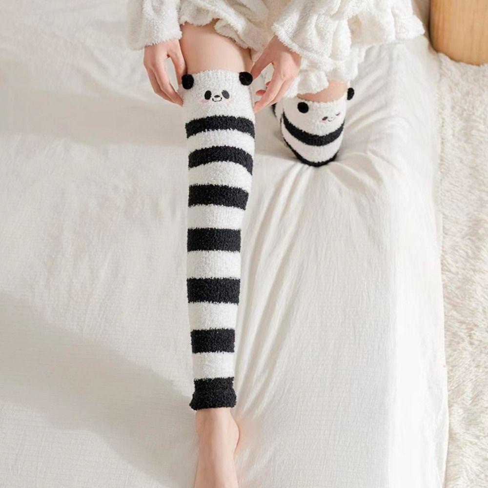 FALLFORBEAUTY Đệm Nhung San Hô Dày Dặn Giữ Ấm Chân Thoải Mái Họa Tiết Hoạt Hình Cho Nữ