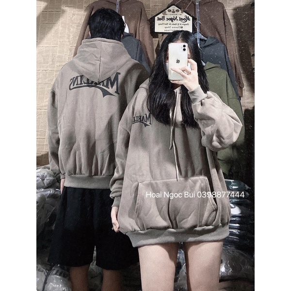 Áo hoodie Marlins in 2 mặt mũ 2 lớp TH6