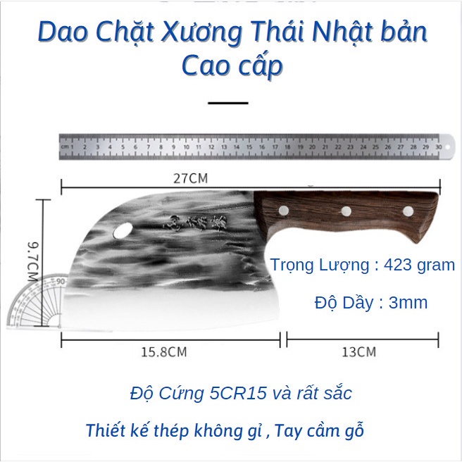 Dao chặt xương nhà bếp cao cấp nhật bản thiết kế thép không gỉ chuyên dùng để chặt thái siêu sắc đa năng