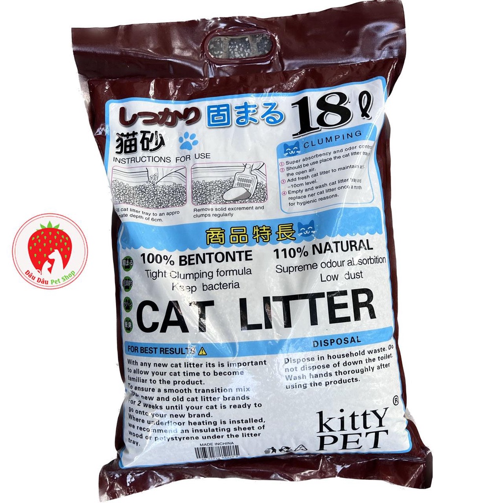 -	Cát vệ sinh dành cho mèo Litter Kitty Pet 18L – Cát nhật trắng.